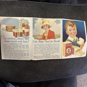 Magic Yeast Recipe Advertising Fold Out Boy Owl Northwestern Yeast Co 1930’s